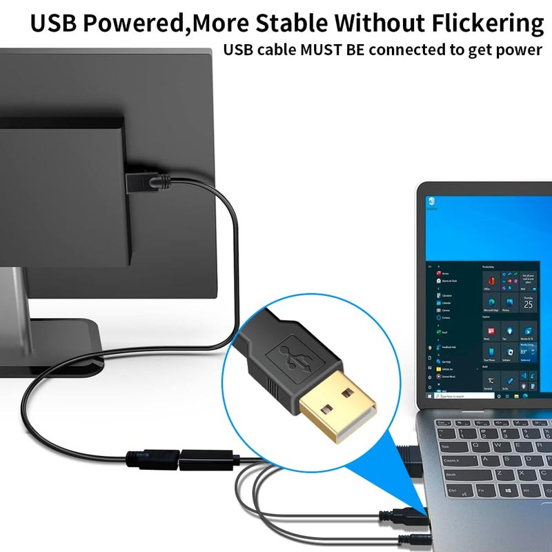 Kirzi محول VGA (مصادر) إلى HDMI (عرض) ، محول 1080P مع صوت + طاقة USB من كمبيوتر / لابتوب VGA إلى تلفاز / شاشة HDMI ، ذكر إلى أنثى (1 قدم) - Image 4